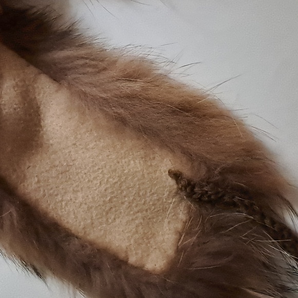Fox Fur Collar Unisex Fleece Lined Warm Upcycled Beads Sequins Wool Ties OOAK - Picture 6 of 10